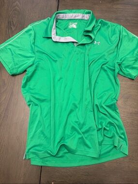Under Armour Men’s Short Sleeve Polo - Bright Green with Light Gray Trim